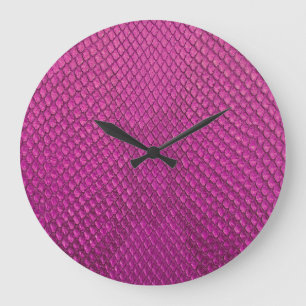 Pink Python: Snake Skin Texture. Large Clock