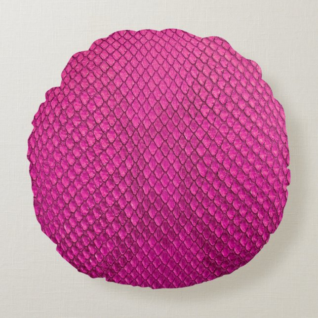 Pink python snake skin texture round pillow (Front)