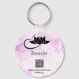 *~* Pink QR - BREATHE Lotus Branding SWAQ Keychain