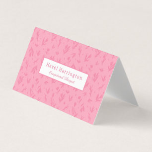 Pink QR Code Folded Business Cards Simple Flowers