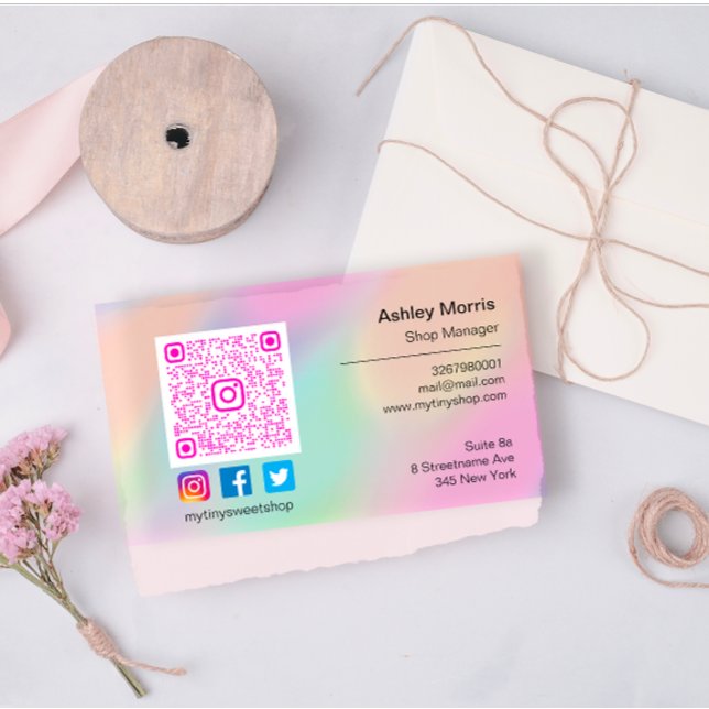  Pink QR Code Logo Social Media Online Pastels Business Card (Pink QR Code Logo Social Media Online Pastels Business Card)