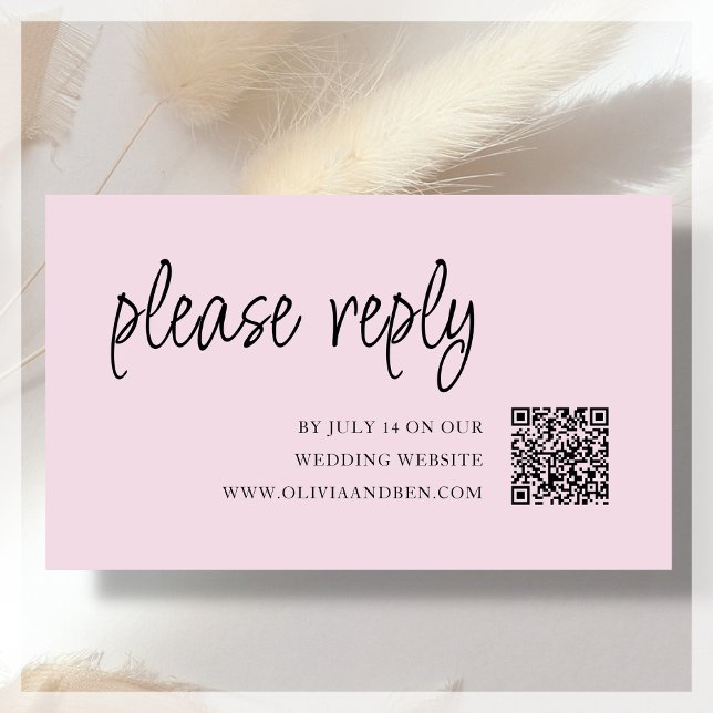 Pink | QR Code | Wedding RSVP Enclosure Card (Creator Uploaded)
