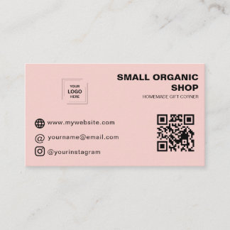 Pink QR Instagram Modern Business Style Card