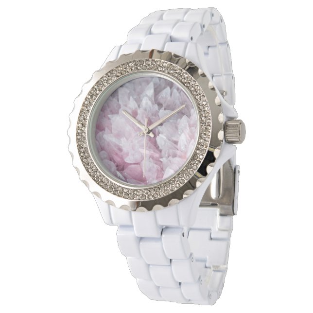 Pink Quartz Mind Body Spirit Energy Watch (Angled)