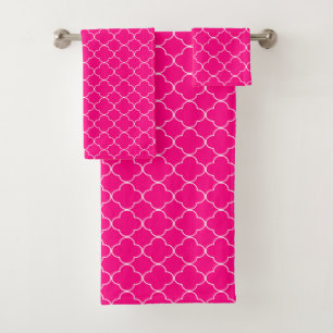 Pink Quatrefoil Bath Towel Set