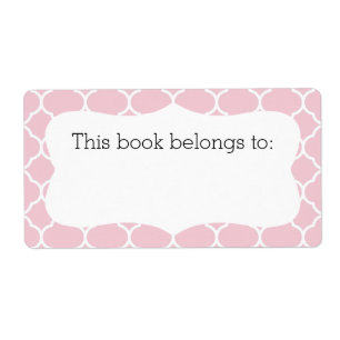 Pink Quatrefoil "Ce Livre Appartient" Étiquette