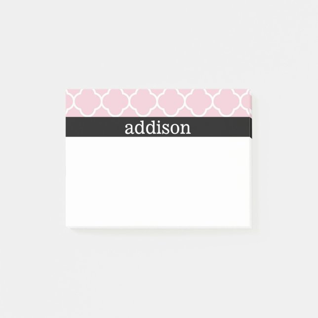 Pink Quatrefoil - Personalize Post-it Notes (Front)