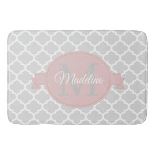 Pink Quatrefoil Personalized Bath Mat