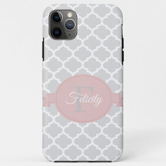 Pink Quatrefoil Personalized Case-Mate iPhone Case (Back)