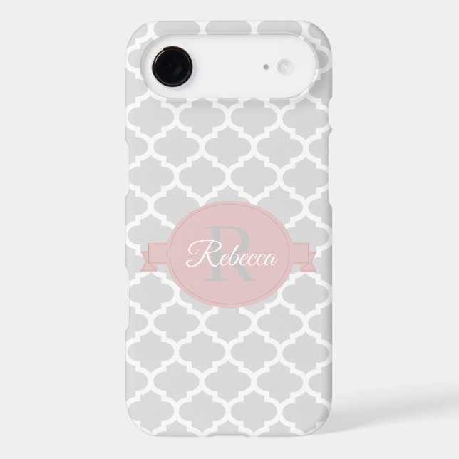 Pink Quatrefoil Personalized Case-Mate iPhone Case (Back)