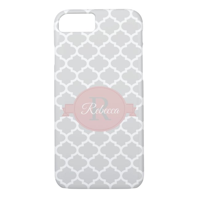 Pink Quatrefoil Personalized Case-Mate iPhone Case (Back)