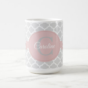 Pink Quatrefoil Personalized Coffee Mug