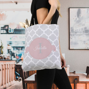 Pink Quatrefoil Sac fourre-tout personnalisé