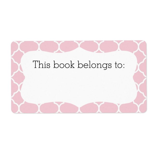 Pink Quatrefoil "This Book Belongs To" Labels (Front)
