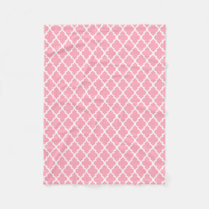 Pink Quatrefoil Tiles Pattern Fleece Blanket