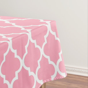 Pink Quatrefoil Tiles Pattern Tablecloth