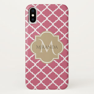 Pink Quatrefoil With Girly Monogram and Name Case-Mate iPhone Case