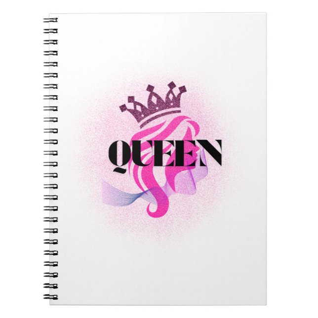 Pink Queen Crown Design – Confident Feminine Power Notebook (Front)