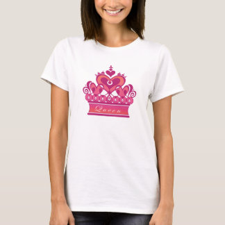 Pink Queen Hearts Crown On white T-Shirt