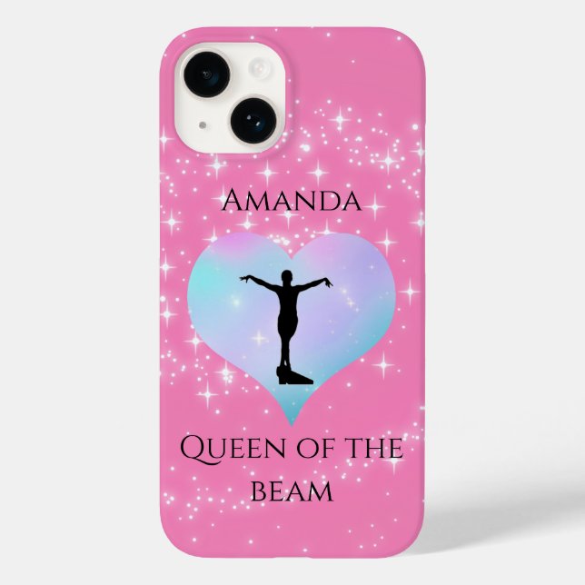 Pink Queen Of The Beam Gymnastics Personalized Case-Mate iPhone Case (Back)