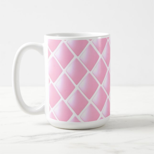 Pink Quilted Diamond Pattern Coffee Mug (Left)
