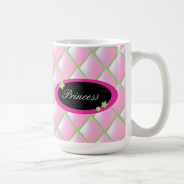 Pink Quilted Diamonds - Princess Coffee Mug (Right)