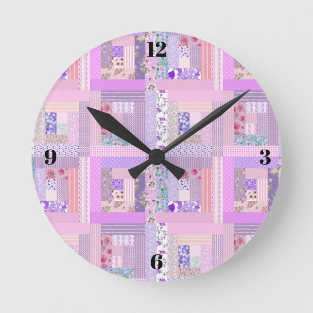 Pink quilting clock minimalist sewing room decor (Front)