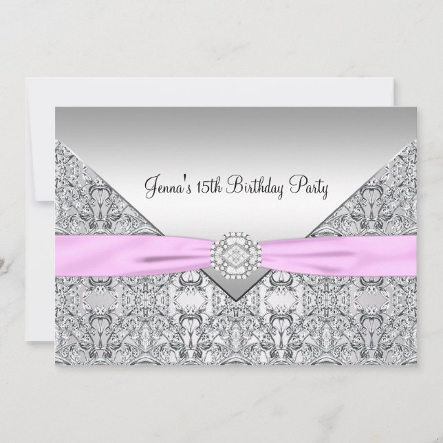 Pink Quinceanera 15th Birthday Party Invitation (Front)