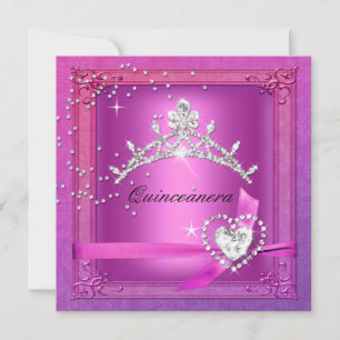 Pink Quinceanera 15th Tiara 15 Birthday Party Invitation