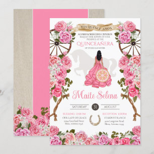Pink Quinceanera Elegant Rose Western Charra Invitation
