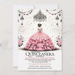 Pink Quinceañera Girl Invitation