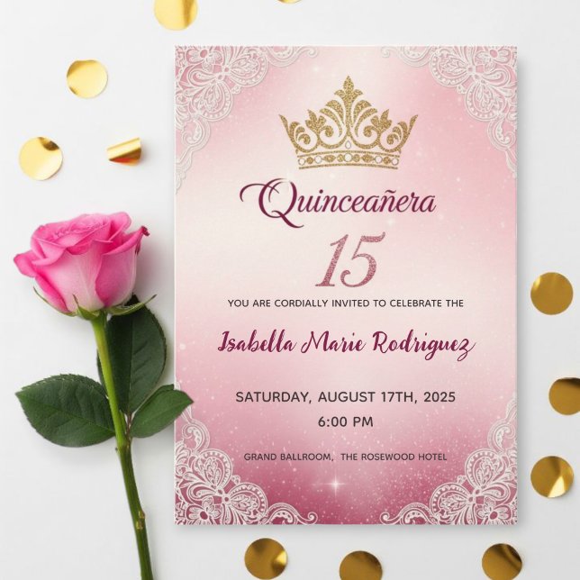 Pink Quinceañera Invitations (Créateur téléchargé)