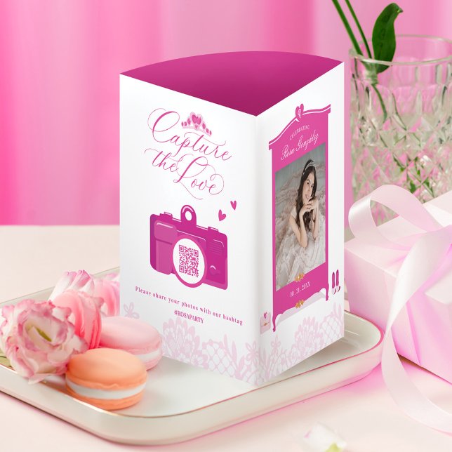 Pink Quinceanera Party Table Number Photo QR Code (Pink Quinceanera Party Table Number Photo QR Code)