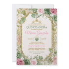 Pink Quinceañera Sage Green Gold Crown Butterfly