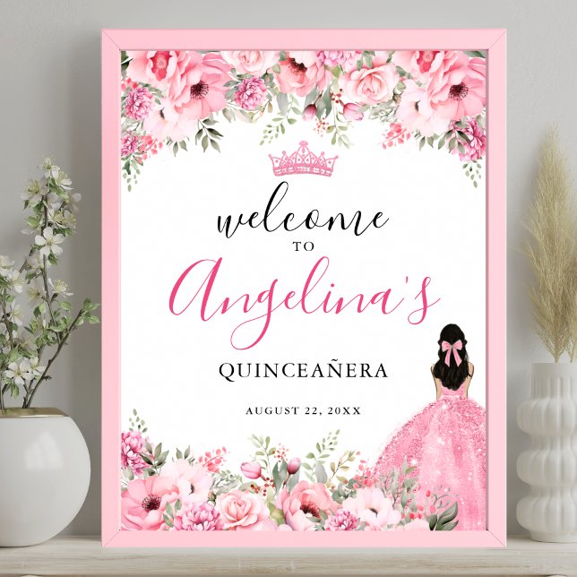 Pink Quinceanera Welcome Sign (Pink Quinceanera Welcome Sign)