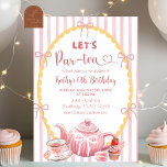 Pink Quirky Illustration Let's Par-Tea Birthday  Invitation<br><div class="desc">Pink Quirky Illustration Let's Par-Tea Birthday Invitation,  Pink Bow Cupcake Tea Party Birthday Invite,  Editable Birthday Invite</div>
