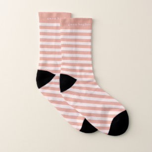 Pink Quirky Stripes   Retro Typography Monogram Socks