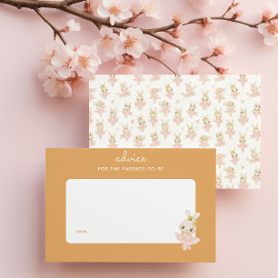 Pink Rabbit Ballerina Baby Shower Parenting Advice Card
