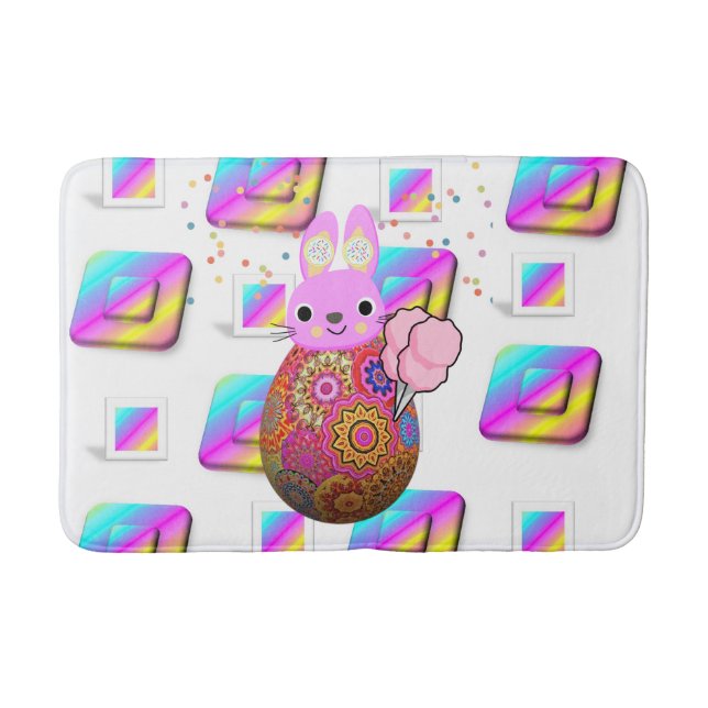 Pink Rabbit Pastel  Bathroom Bath Mat (Front)