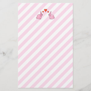 Pink Rabbits with Hearts. Stationery