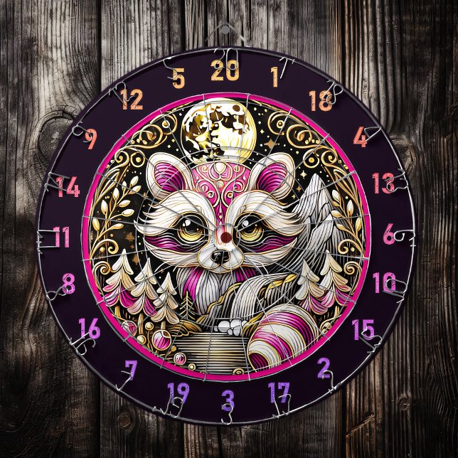 Pink Raccoon Stands Amidst Golden Serenity Dartboard (Creator Uploaded)