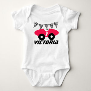 Pink Race Car Baby Bodysuit