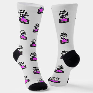 Pink Race Car - Chequered Flag Sports Socks