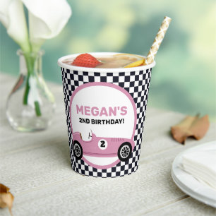 Pink Race Car Girl Racing Birthday Party Paper Cups