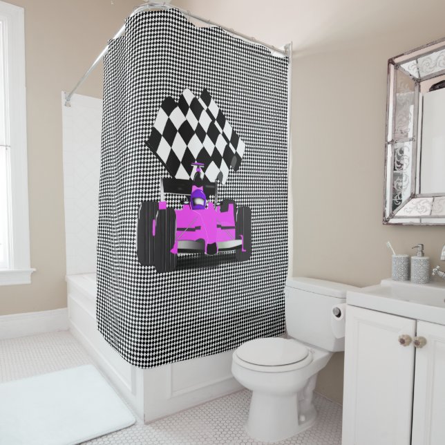 Pink Race Car with Chequered Flag (In Situ)