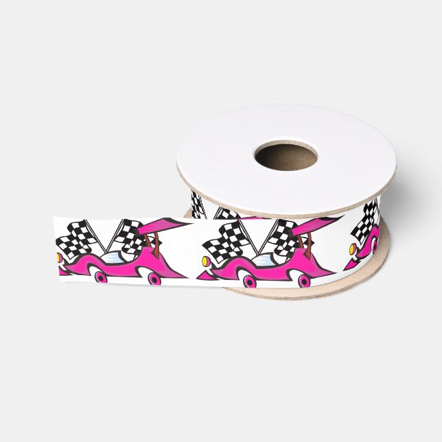 Pink Racecar Ribbon Grosgrain Ribbon (Spool)