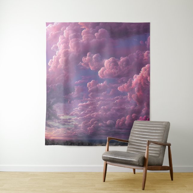 Pink Radiant Clouds Tapestry (In Situ)