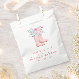 Pink Rain Boots & Flowers Bridal Shower Favour Bag