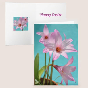 Pink Rain Lilies Photographic Botanical Easter Card