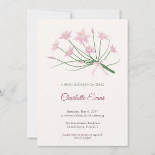 Pink Rain Lily Bridal Shower Invitation